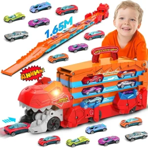 Dinosaur 3-In-1 Transport Truck Car Toys for Boys Age 3+